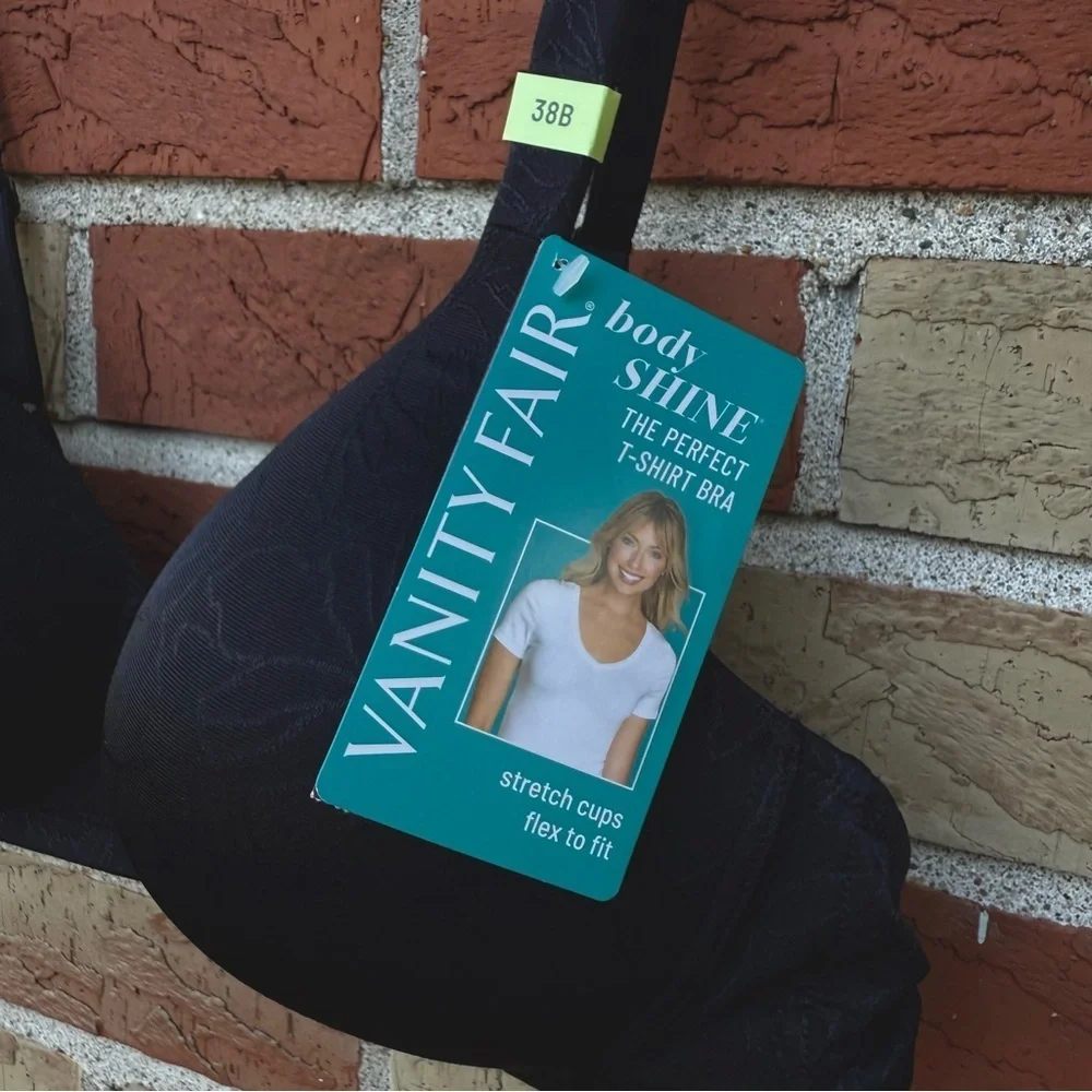 Vanity Fair NWT Body Shine Full Coverage Black Wirefree T-shirt Bra 72298 🖤
